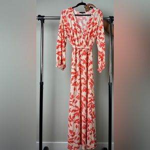 Eloquii Coral and Cream Dress